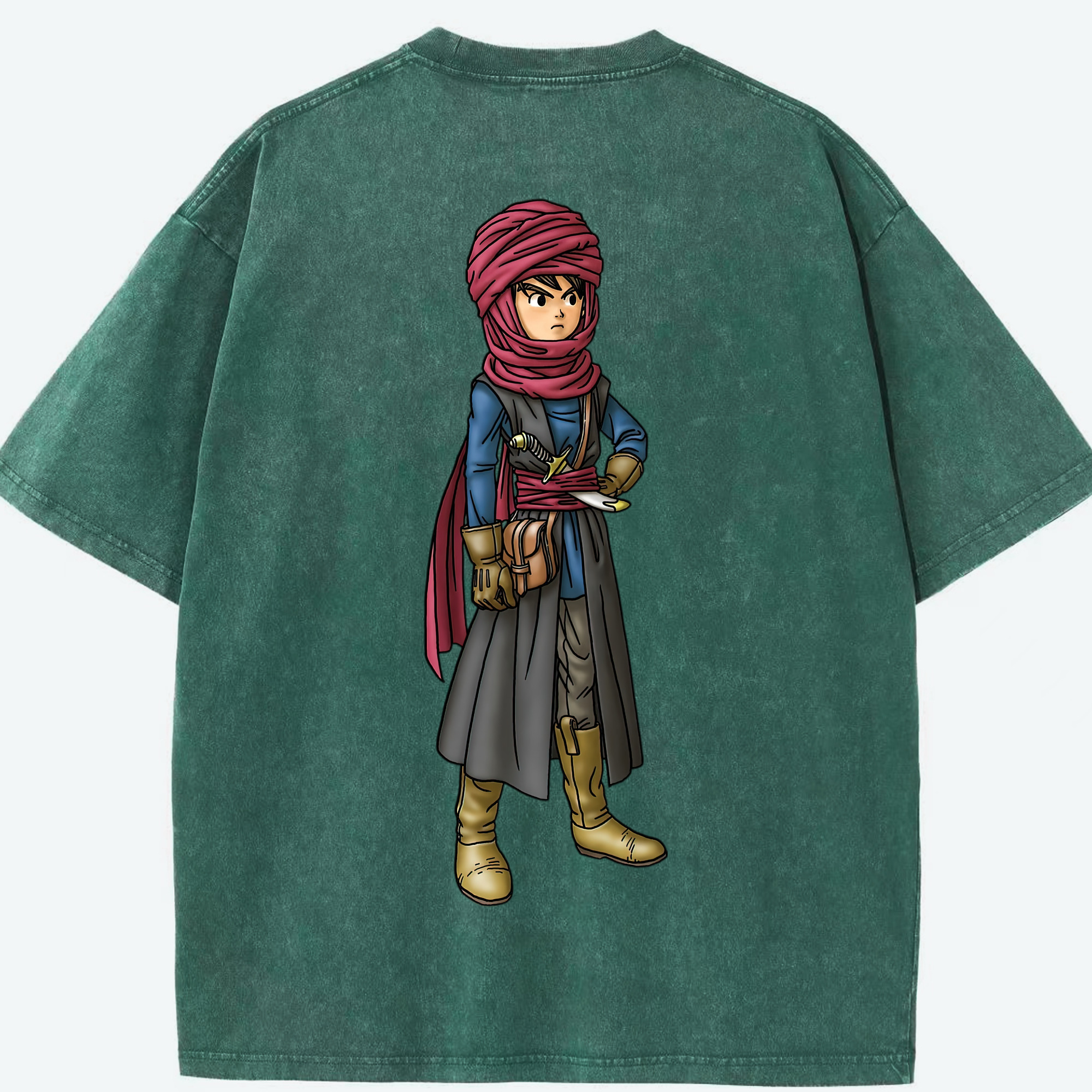 （画像用） ドラゴンクエスト Doragon Kuesuto Dragon Quest 綿100% ヴィンテージ風 半袖Tシャツ（背面プリント）